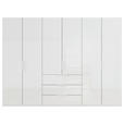 DREHTÜRENSCHRANK 301/235/61 cm,  in Weiß, 6-türig  - Weiß, Basics, Glas/Holzwerkstoff (301/235/61cm) - Novel