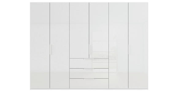 DREHTÜRENSCHRANK 301/235/61 cm,  in Weiß, 6-türig  - Weiß, Basics, Glas/Holzwerkstoff (301/235/61cm) - Novel