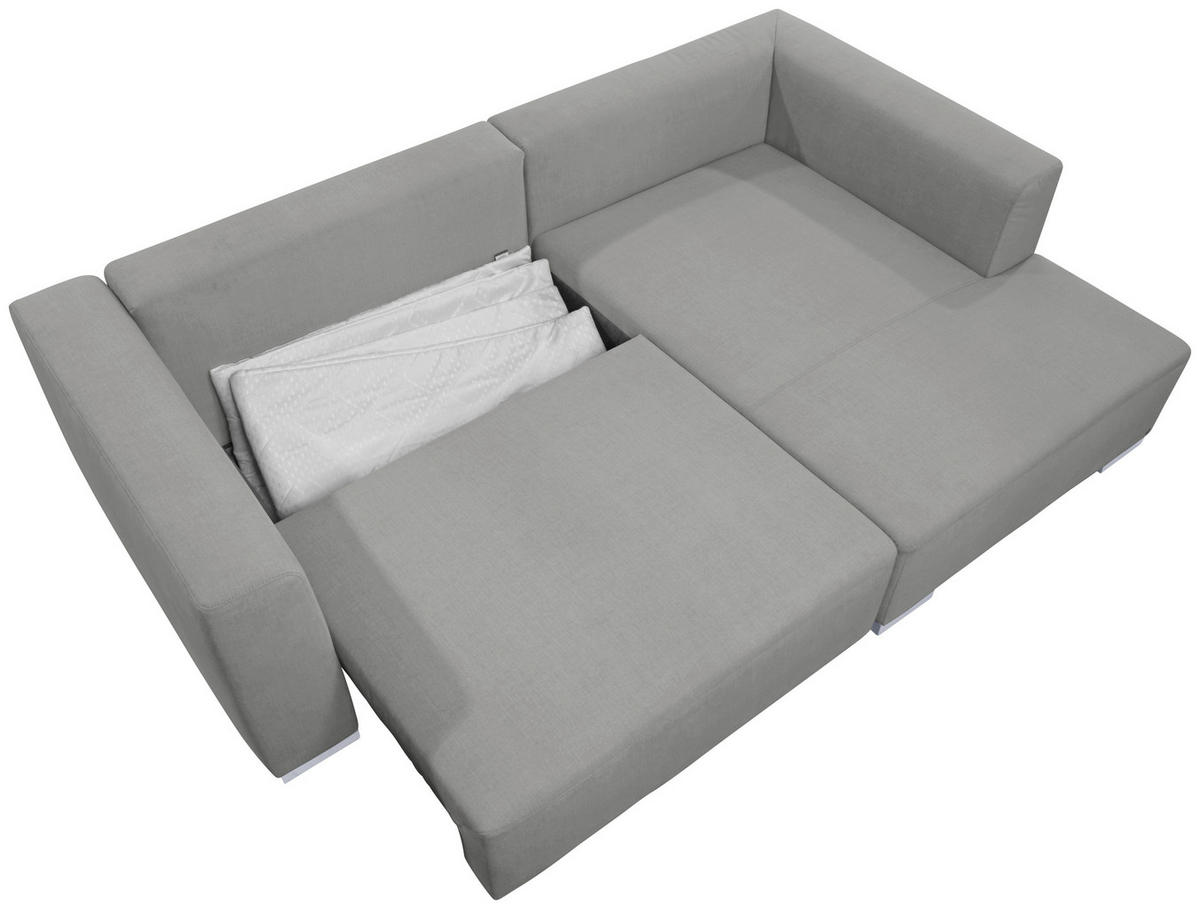 ECKSOFA inkl. Funktion Heaven Grau Flachgewebe  - Chromfarben/Grau, KONVENTIONELL, Textil/Metall (242/162cm) - Tom Tailor