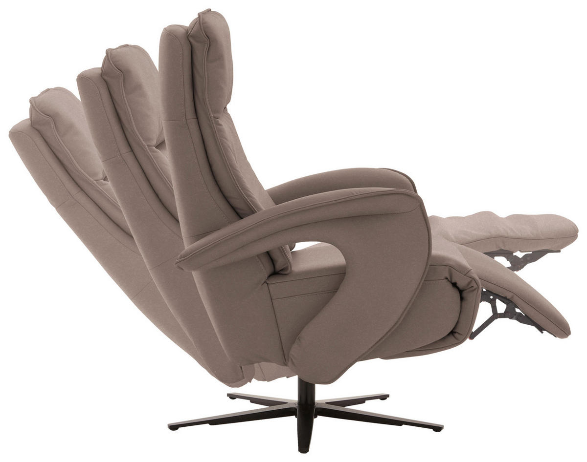 RELAXSESSEL in Leder Taupe  - Taupe/Schwarz, Design, Leder/Metall (77/110/87cm) - Valdera
