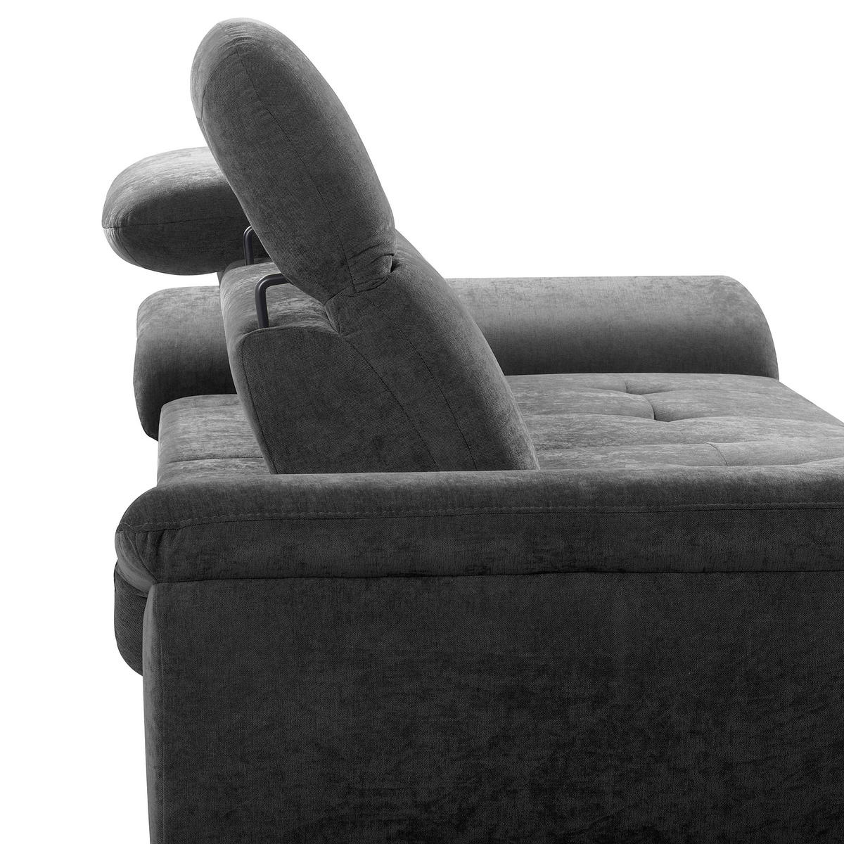 ECKSOFA  Webstoff Schwarz  - Schwarz, Design, Textil/Metall (195/268cm) - Livetastic