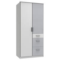 GARDEROB 91/199/58 cm 2-dörrar - vit/aluminiumfärg, Klassisk, trämaterial/plast (91/199/58cm) - Carryhome