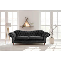3-SITZER-SOFA SHEFFIELD Mikrofaser Schwarz  - Schwarz/Braun, Design, Holz/Textil (230/92/90cm) - P & B