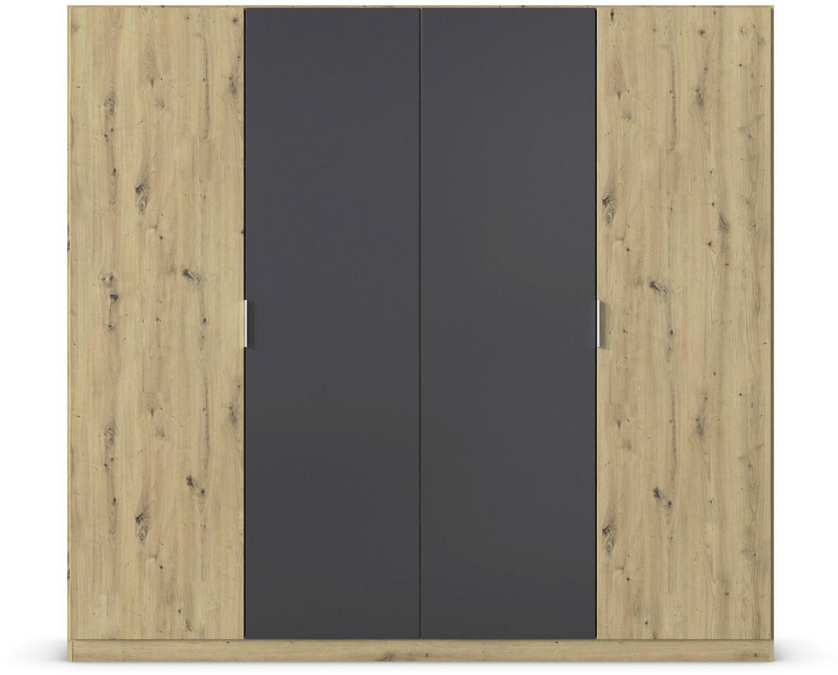 DREHTÜRENSCHRANK in Dunkelgrau, Eiche Artisan  - Dunkelgrau/Alufarben, Design, Holzwerkstoff/Metall (226/210/54cm) - Boxxx