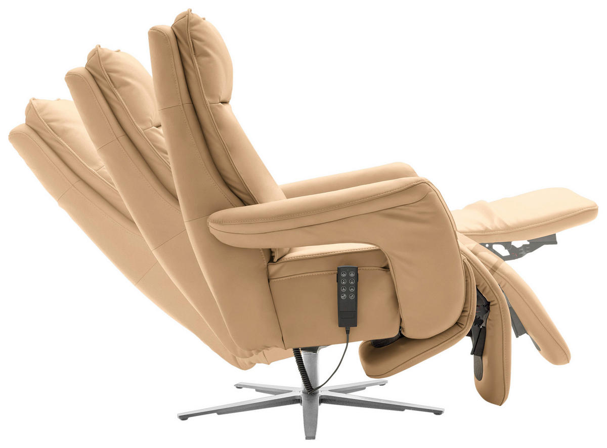 RELAXSESSEL in Leder Honig  - Edelstahlfarben/Honig, Design, Leder/Metall (79-83/116/87-176cm) - Valdera