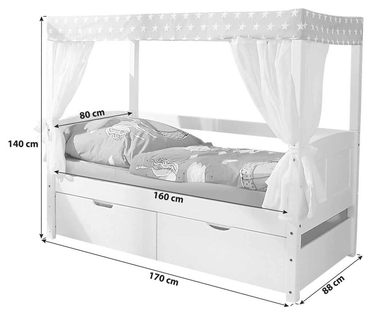 POSTEĽ S NEBESAMI, 80/160 cm ružová, biela - biela/ružová, Modern, drevo (80/160cm) - MID.YOU