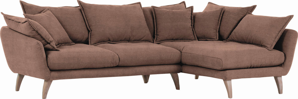 WOHNLANDSCHAFT Mikrofaser Braun  - Naturfarben/Braun, Trend, Holz/Textil (267/170cm) - Ambia Home