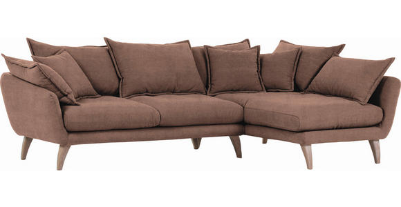 WOHNLANDSCHAFTL-Form  in Mikrofaser Braun  - Naturfarben/Braun, Trend, Holz/Textil (267/170cm) - Ambia Home