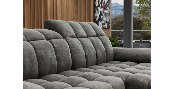 ECKSOFA inkl. Funktionen Dunkelgrau Chenille  - Edelstahlfarben/Dunkelgrau, Design, Textil/Metall (105-178/266cm) - Xora