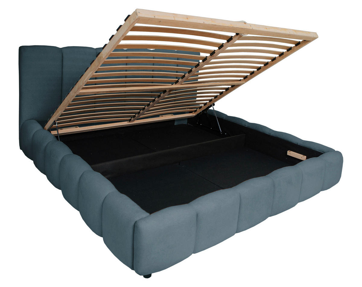 POLSTERBETT 180/200 cm  in Dunkelblau  - Schwarz/Dunkelblau, Konventionell, Holz/Kunststoff (180/200cm) - Carryhome