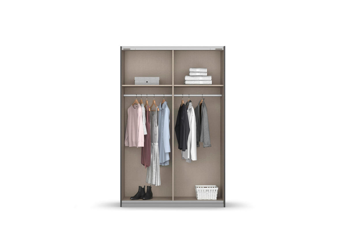 SCHWEBETÜRENSCHRANK in Weiss  - Weiss/Alufarben, Modern, Holzwerkstoff/Metall (136/197/61cm) - Rauch Möbel