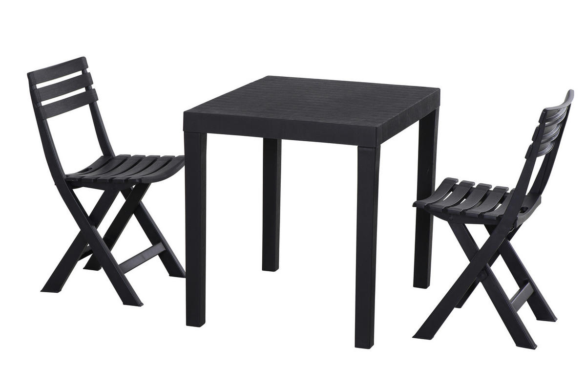 BALKONSET  3-teilig  - Anthrazit, MODERN, Kunststoff (65/72/78cm) - Gardenson