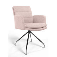 ARMLEHNSTUHL  Beinauswahl, Sitzfläche 360° drehbar, automatische Rückholfunktion, gepolsterte Armlehnen, Stoff-/Lederauswahl Teddystoff  Rosa  - Schwarz/Rosa, Design, Textil/Metall (50/85/64cm) - Johann Jakob