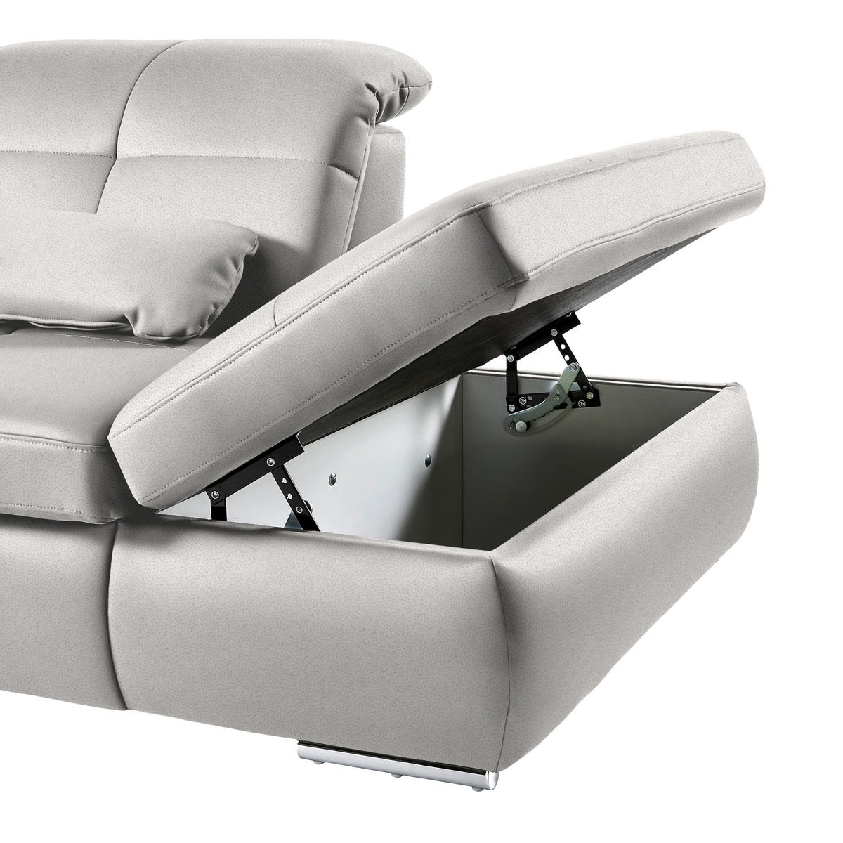 WOHNLANDSCHAFT  in Mikrofaser Creme  - Chromfarben/Creme, Design, Textil (195/371/260cm) - Beldomo Style