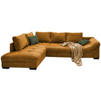 ECKSOFA Cord Cognac  - Dunkelgrün/Cognac, Design, Holz/Textil (202/298cm) - MID.YOU