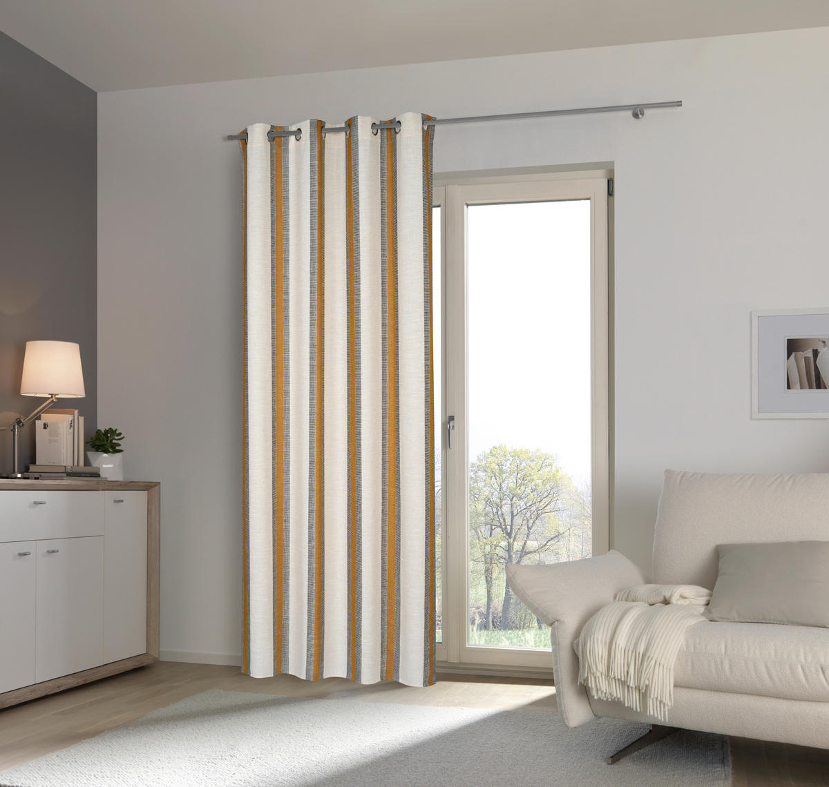 RINGLIS FÜGGÖNY részben fényzáró  - currysárga, Design, textil (135/245cm) - Esposa