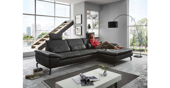 WOHNLANDSCHAFT in Textil Anthrazit - Anthrazit/Schwarz, Design, Textil/Metall (181/341cm) - Dieter Knoll