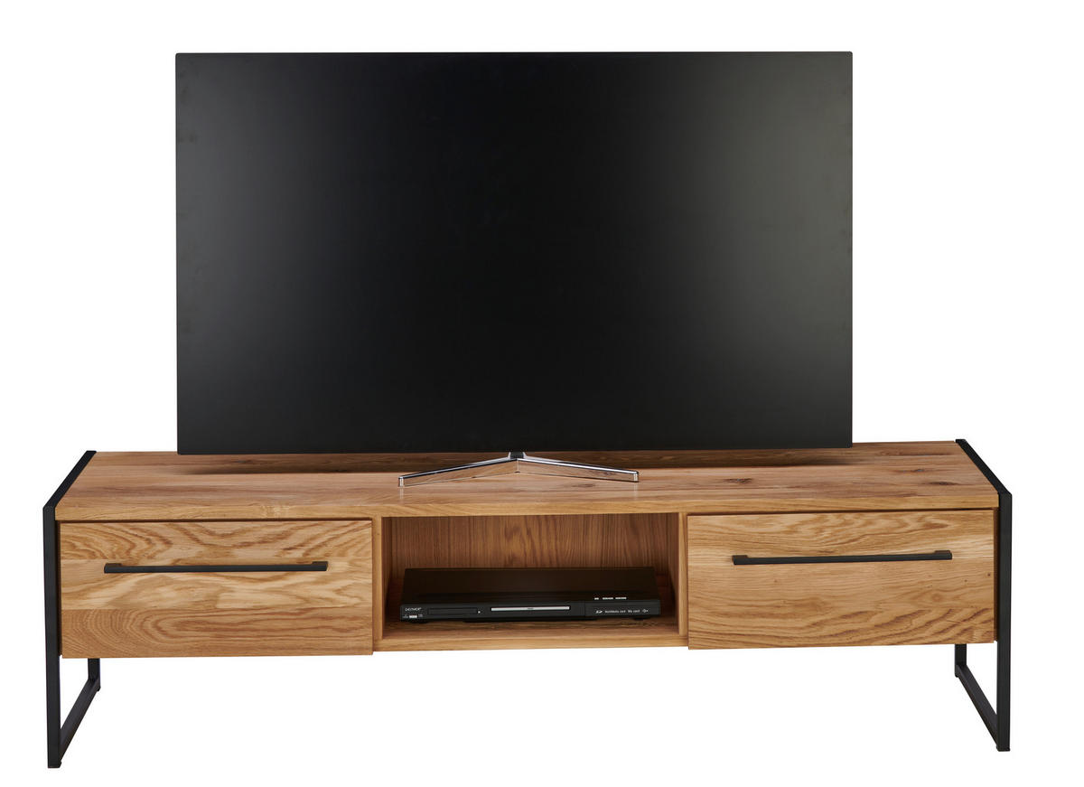 TV-ELEMENT - Eichefarben/Schwarz, Design, Holz/Metall (157/43/44cm) - Lomoco