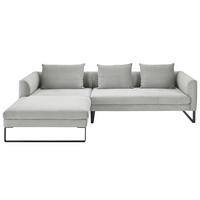 ECKSOFA in Feincord Hellgrau  - Hellgrau/Schwarz, Konventionell, Textil/Metall (178/284cm) - Hom`in