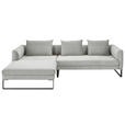 ECKSOFA  in Feincord Hellgrau  178/284 cm  - Hellgrau/Schwarz, KONVENTIONELL, Textil/Metall (178/284cm) - Hom`in