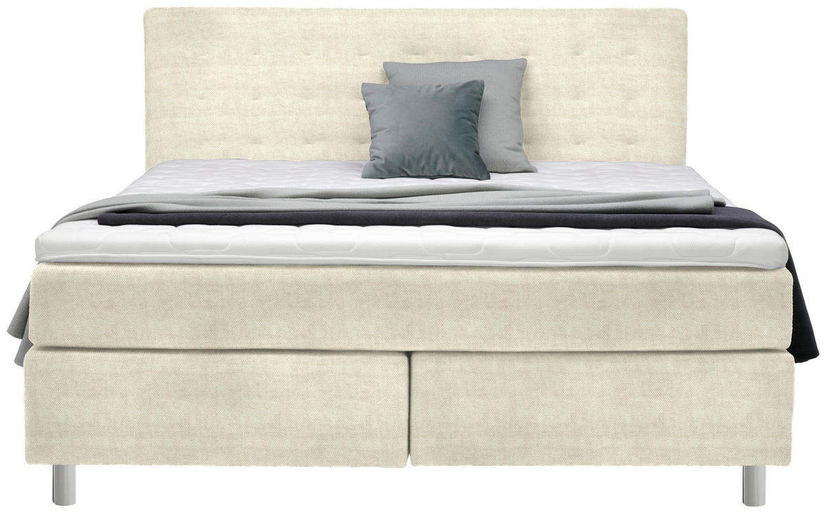 BOXSPRINGBETT 180/200 cm  in Beige  - Chromfarben/Beige, Konventionell, Kunststoff/Textil (180/200cm) - Voleo