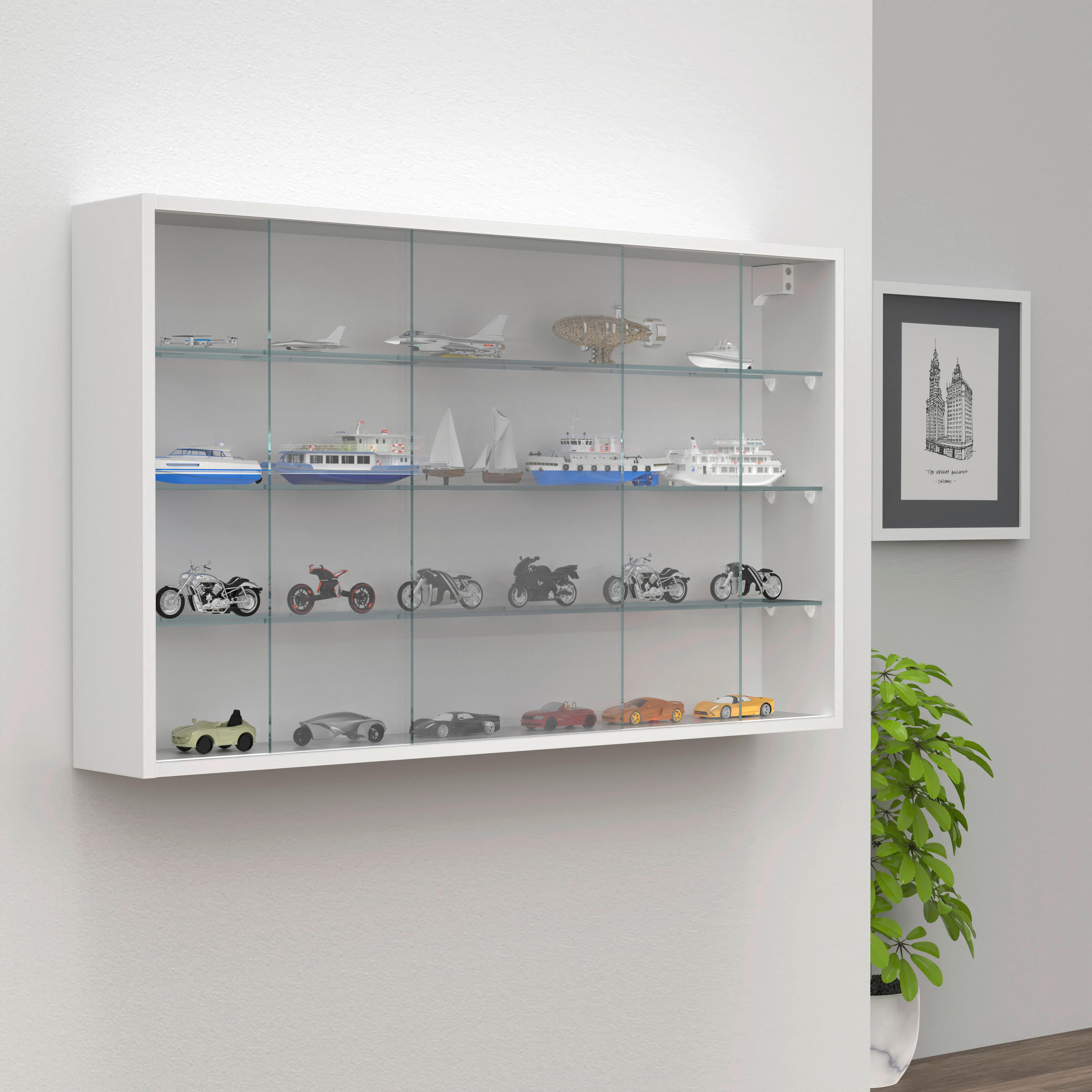 HÄNGEVITRINE in Weiss - Weiss, Design, Glas/Holzwerkstoff (100/60/15cm) - MID.YOU