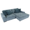 ECKSOFA Blau, Petrol Flachgewebe  - Blau/Petrol, KONVENTIONELL, Holz/Textil (270/190cm) - Carryhome