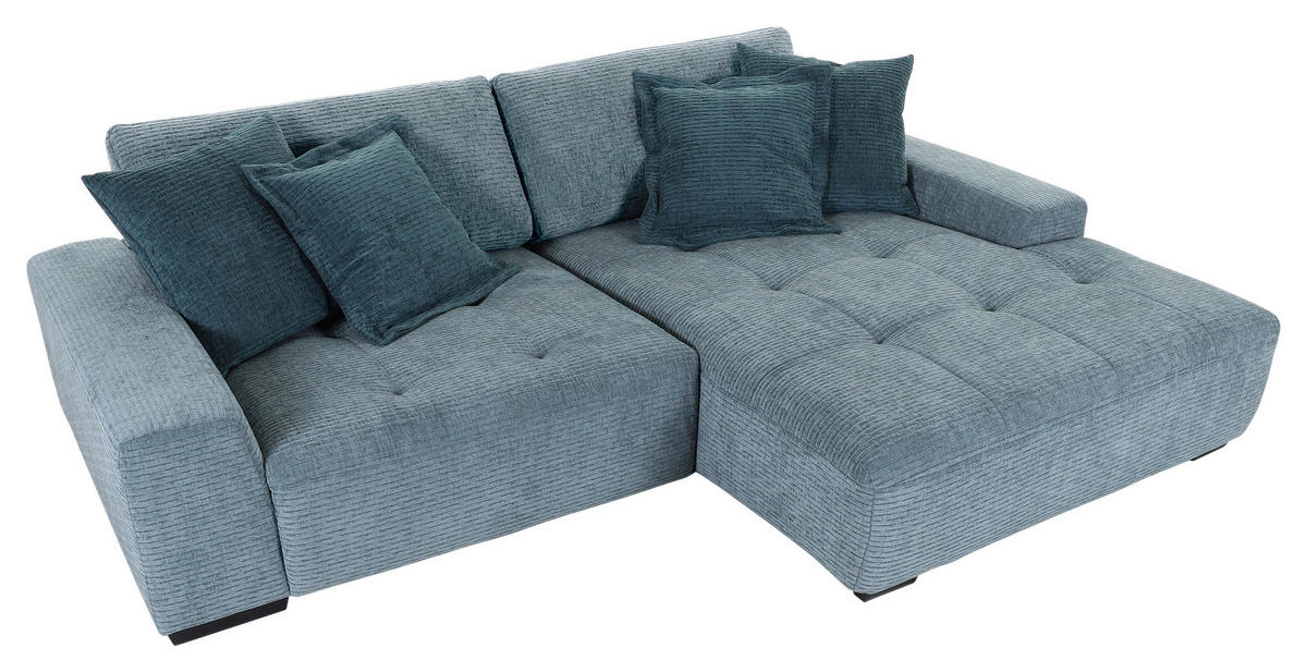ECKSOFA in Flachgewebe Blau, Petrol  270/190 cm  - Blau/Petrol, KONVENTIONELL, Holz/Textil (270/190cm) - Carryhome