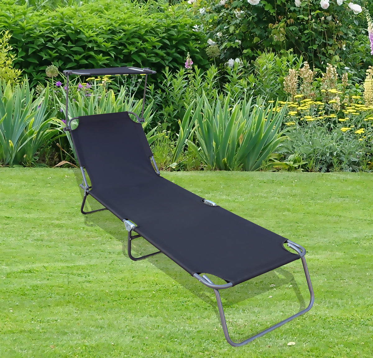 DREIBEINLIEGE 55/24/185 cm  - Anthrazit, Basics, Textil/Metall (55/24/185cm) - Ambia Garden