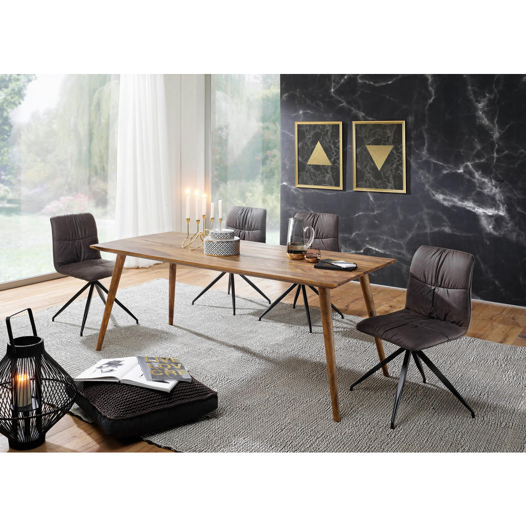 Thumbnail - Mid.you Esstisch, Sheesham, Holz, Sheesham, massiv, rechteckig, konisch, 80x76x180 cm, Esszimmer, Tische, Esstische