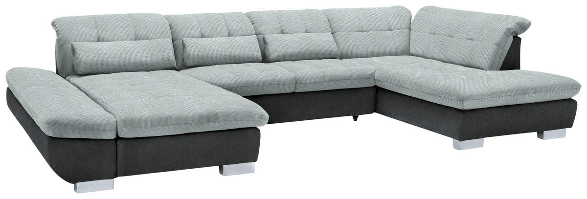 WOHNLANDSCHAFT in Mikrofaser Platinfarben  - Platinfarben/Chromfarben, Design, Kunststoff/Textil (204/350/211cm) - Xora
