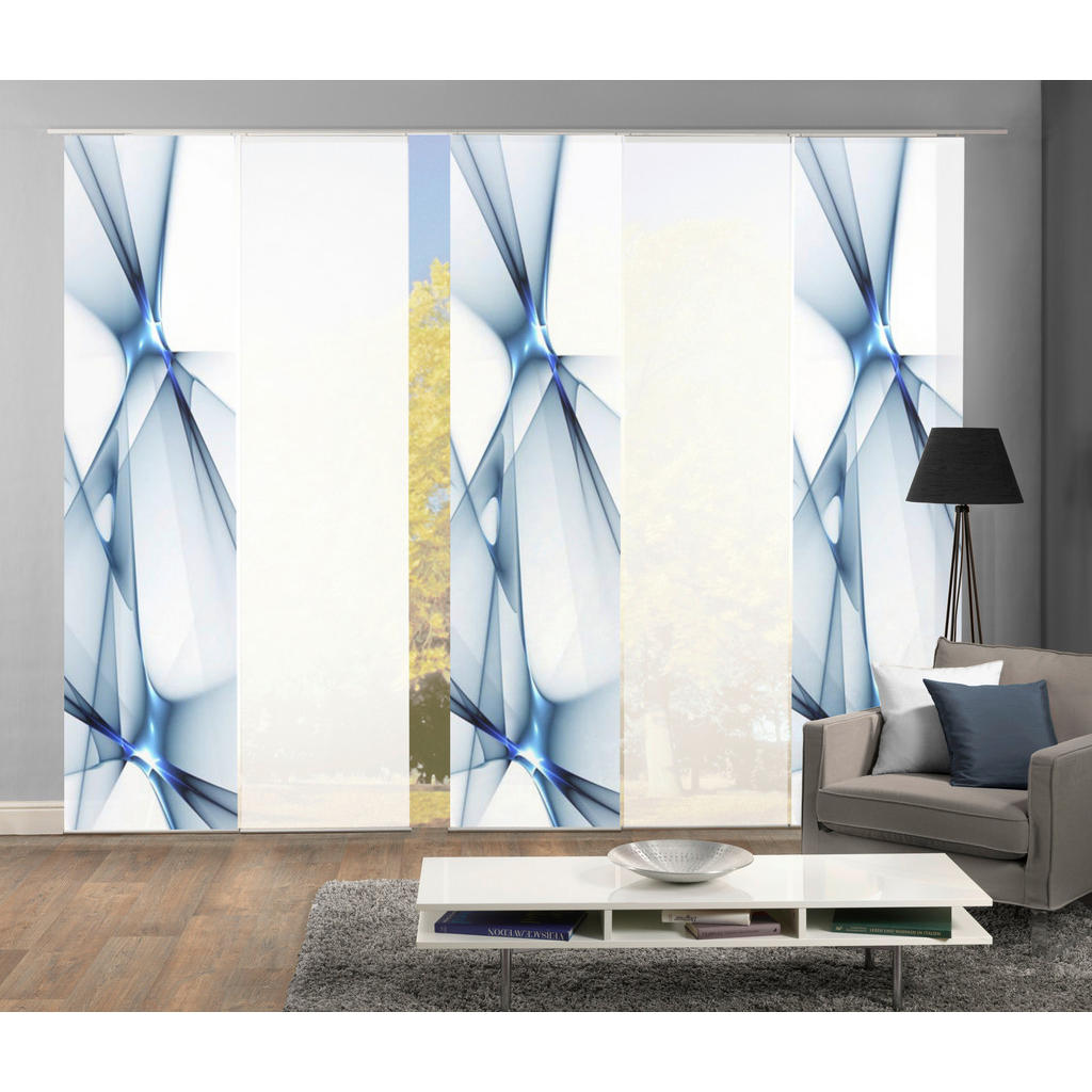 Flächenvorhang 5-Tlg. Franklin B: 60 cm, Blau