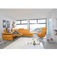 ECKSOFA in Echtleder Gelb  - Gelb/Alufarben, Design, Leder/Metall (239/271cm) - Cantus