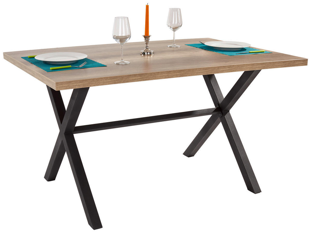 ESSTISCH rechteckig Wildeiche  - Wildeiche/Anthrazit, Trend, Holzwerkstoff/Metall (140/90/75cm) - Carryhome