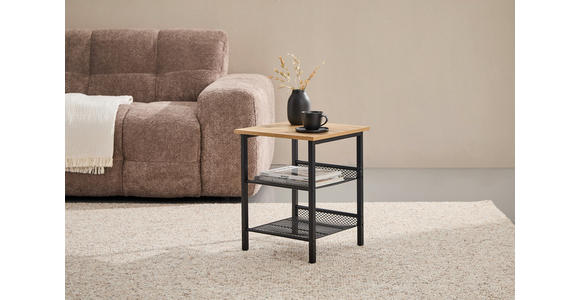 BEISTELLTISCH 40/40/50 cm Naturfarben, Schwarz quadratisch  - Schwarz/Naturfarben, Basics, Holzwerkstoff/Metall (40/40/50cm) - Xora