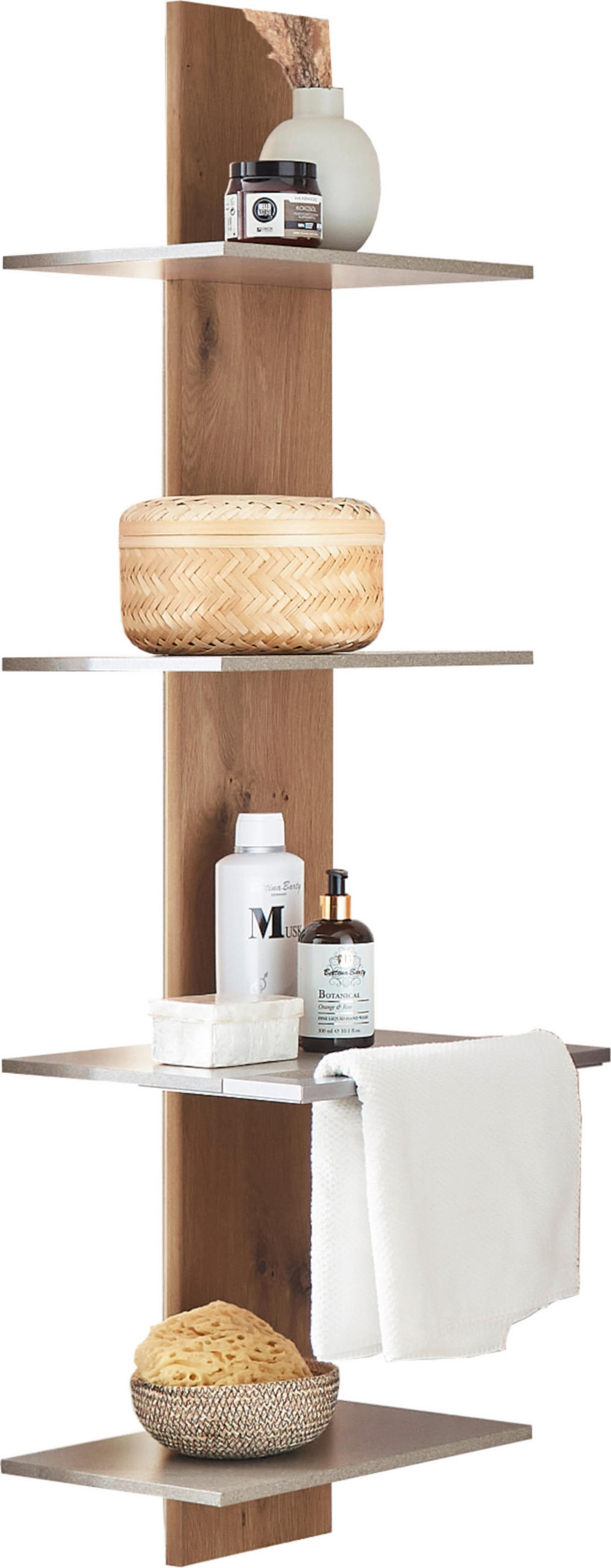 BADEZIMMERREGAL 38,4/134,4/27 cm  - Eichefarben, MODERN, Holz/Stein (38,4/134,4/27cm) - Valdera