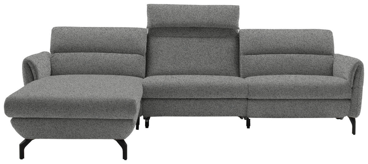 ECKSOFA Grau Chenille  - Schwarz/Grau, Design, Textil/Metall (187/299cm) - Schöner Wohnen