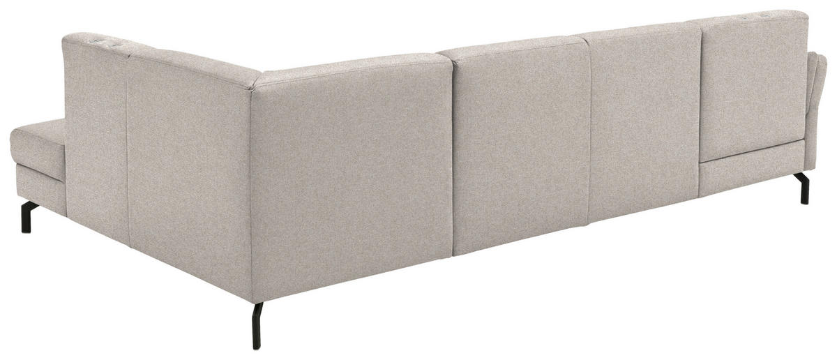 WOHNLANDSCHAFT  in Flachgewebe Beige  - Beige/Schwarz, KONVENTIONELL, Textil/Metall (170/307/190cm) - Beldomo Comfort