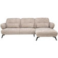ECKSOFA inkl. Funktionen Taupe Chenille  - Taupe/Schwarz, Design, Textil/Metall (282/189cm) - Novel