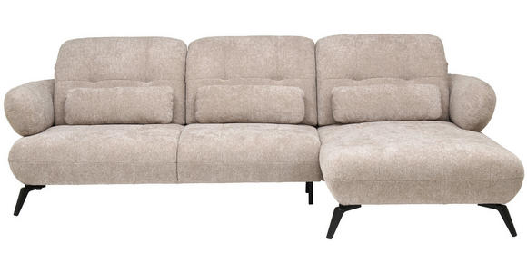 ECKSOFA inkl. Funktionen Taupe Chenille - Taupe/Schwarz, Design, Textil/Metall (282/189cm) - Novel