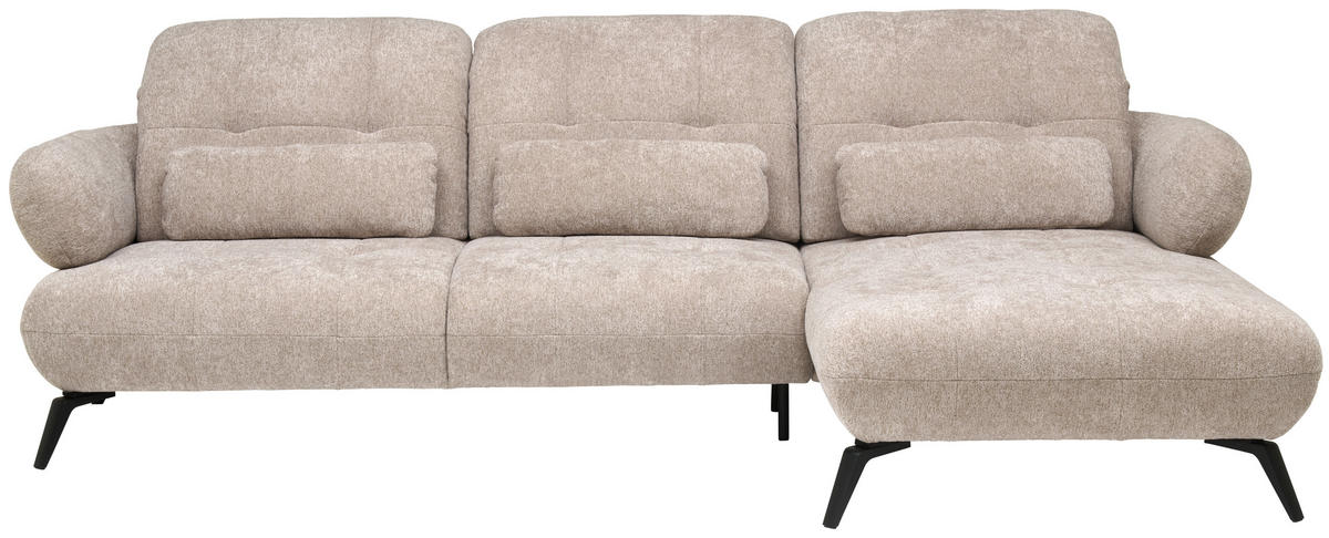 ECKSOFA inkl. Funktionen Taupe Chenille  - Taupe/Schwarz, Design, Textil/Metall (282/189cm) - Novel