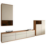 WOHNWAND  in Buchefarben, Beige  345/215/45 cm  - Beige/Buchefarben, KONVENTIONELL, Glas/Holzwerkstoff (345/215/45cm) - Venda