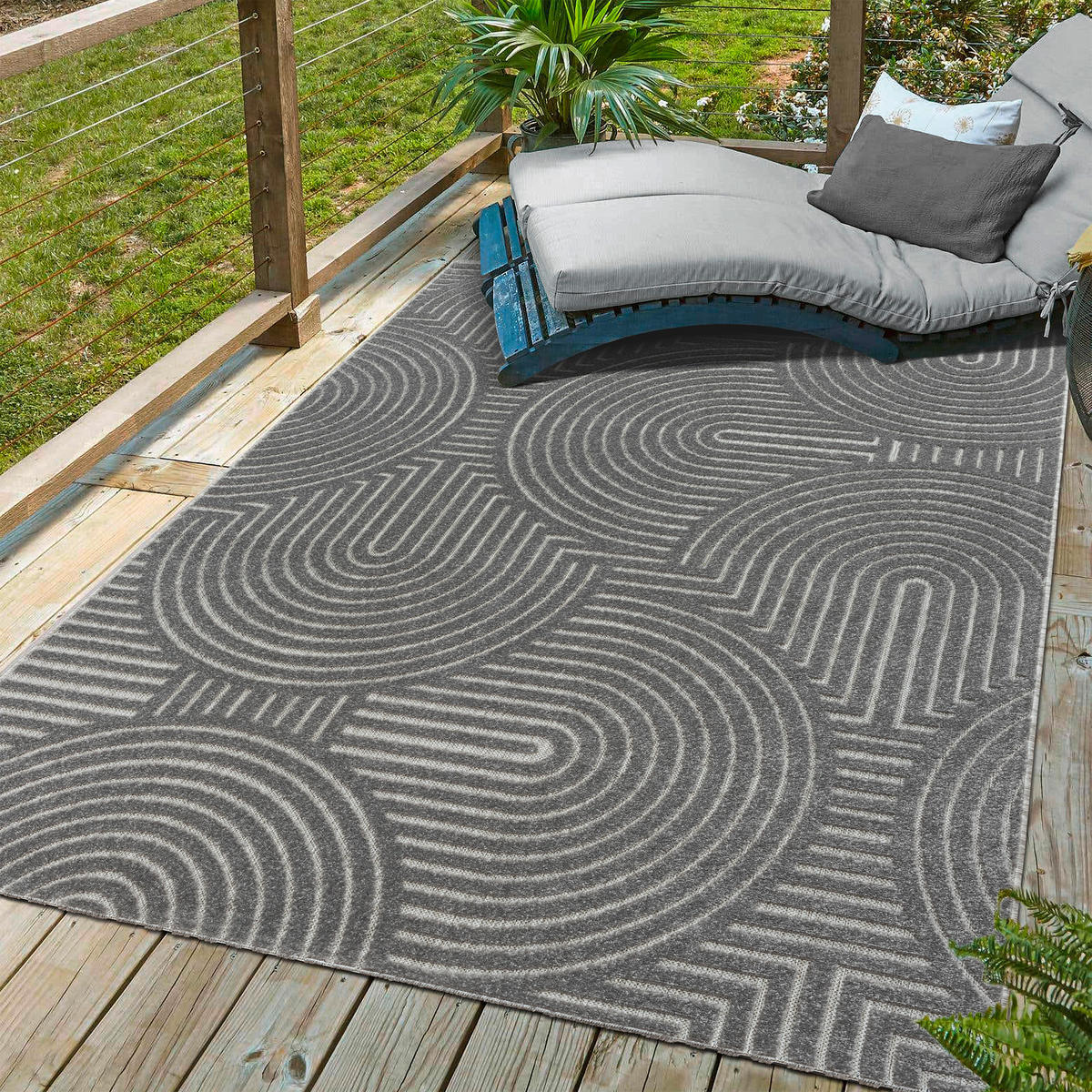OUTDOORTEPPICH 60/110 cm Berlin Grau  - Grau, Basics, Kunststoff/Textil (60/110cm) - Novel
