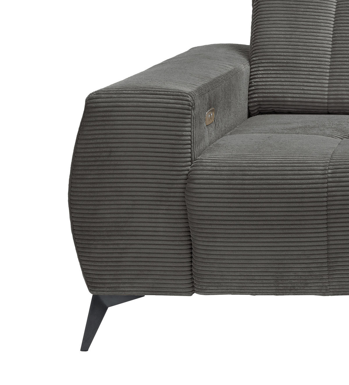 ECKSOFA in Cord Grau  - Schwarz/Grau, Modern, Textil/Metall (258/180cm) - Livetastic