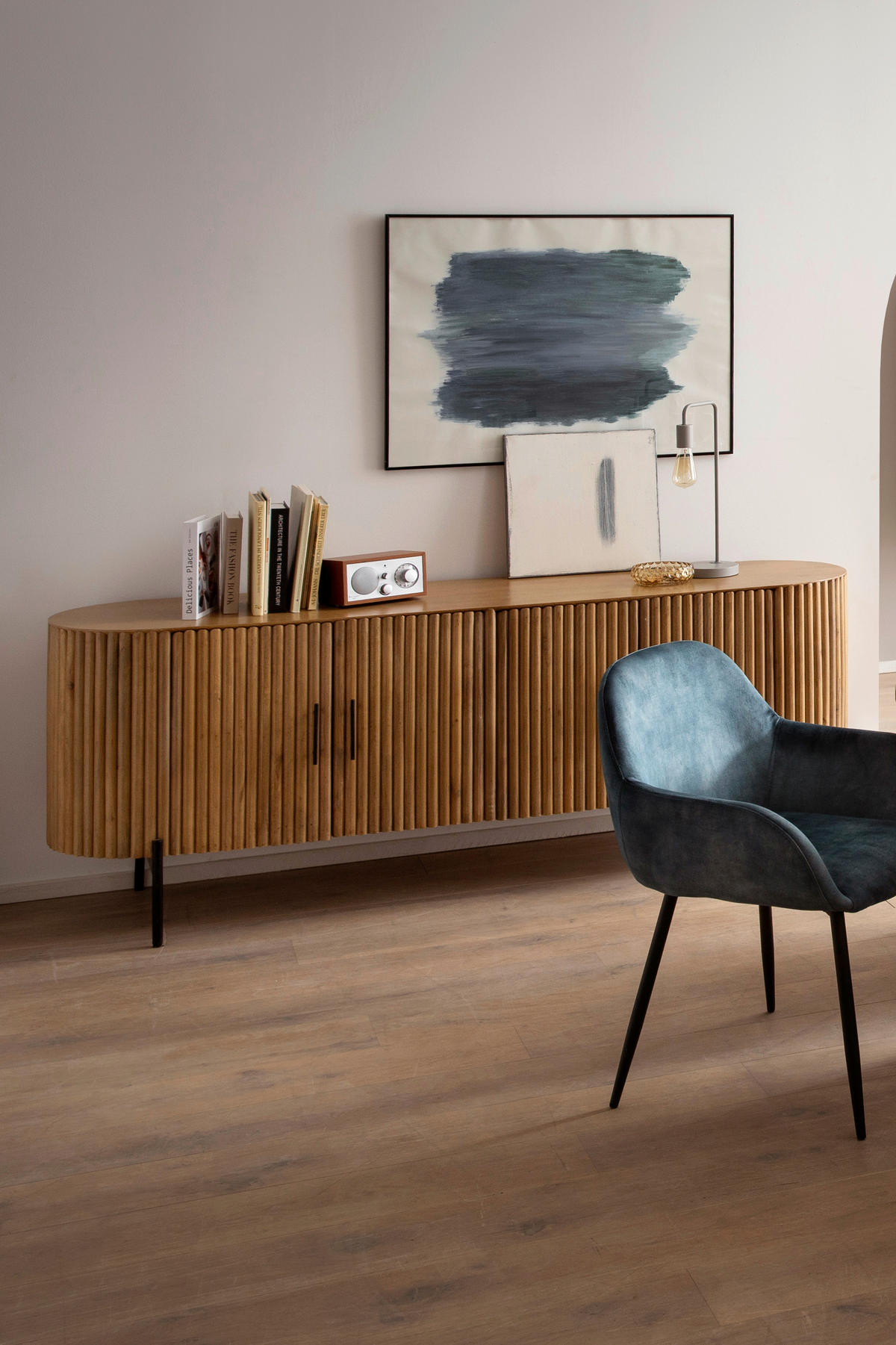 SIDEBOARD  190/76/45 cm  - Schwarz/Naturfarben, Design, Holz/Metall (190/76/45cm) - MID.YOU