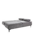 BOXSPRINGSOFA  mit Schlafen auf Sitzhöhe, Stoffauswahl, Liegefunktion, Rücken echt Flachgewebe Grau  - Schwarz/Grau, Design, Textil/Metall (204/93/100cm) - Novel