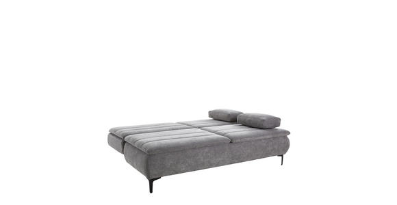 BOXSPRINGSOFA mit Schlafen auf Sitzhöhe, Stoffauswahl, Liegefunktion, Rücken echt Flachgewebe Grau - Schwarz/Grau, Design, Textil/Metall (204/93/100cm) - Novel