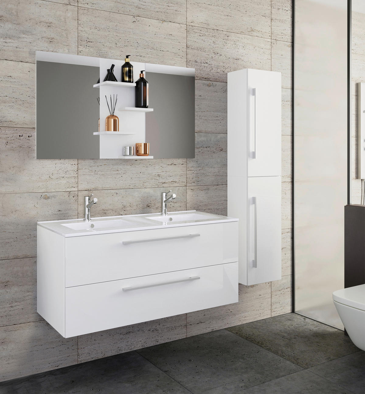 BADEZIMMER  in 145 cm  - Weiß, MODERN, Keramik/Holzwerkstoff (145cm) - MID.YOU