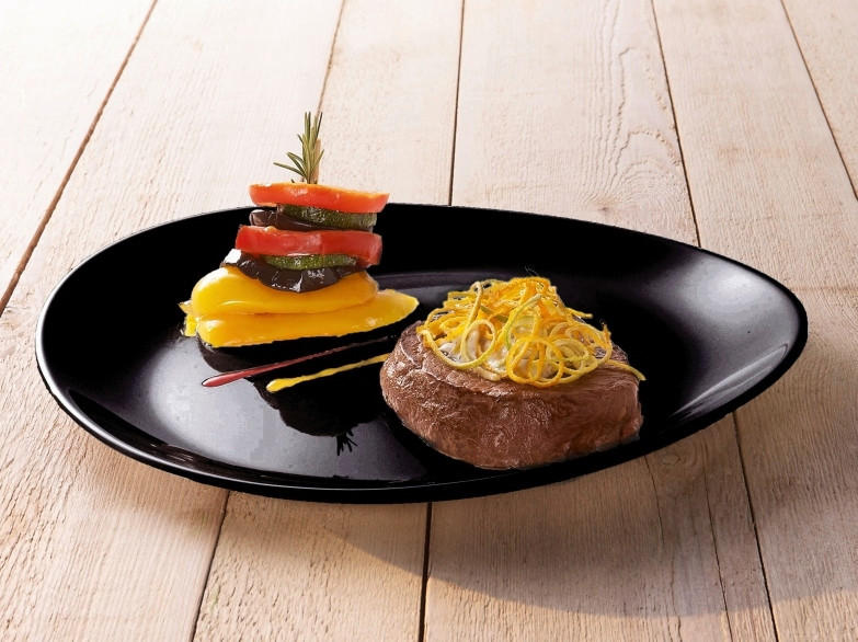 Thumbnail - Creatable Steakteller Italien Party Schwarz, Schwarz, Glas, 6-teilig, oval, 30x26 cm, lebensmittelecht, stapelbar, Essen...