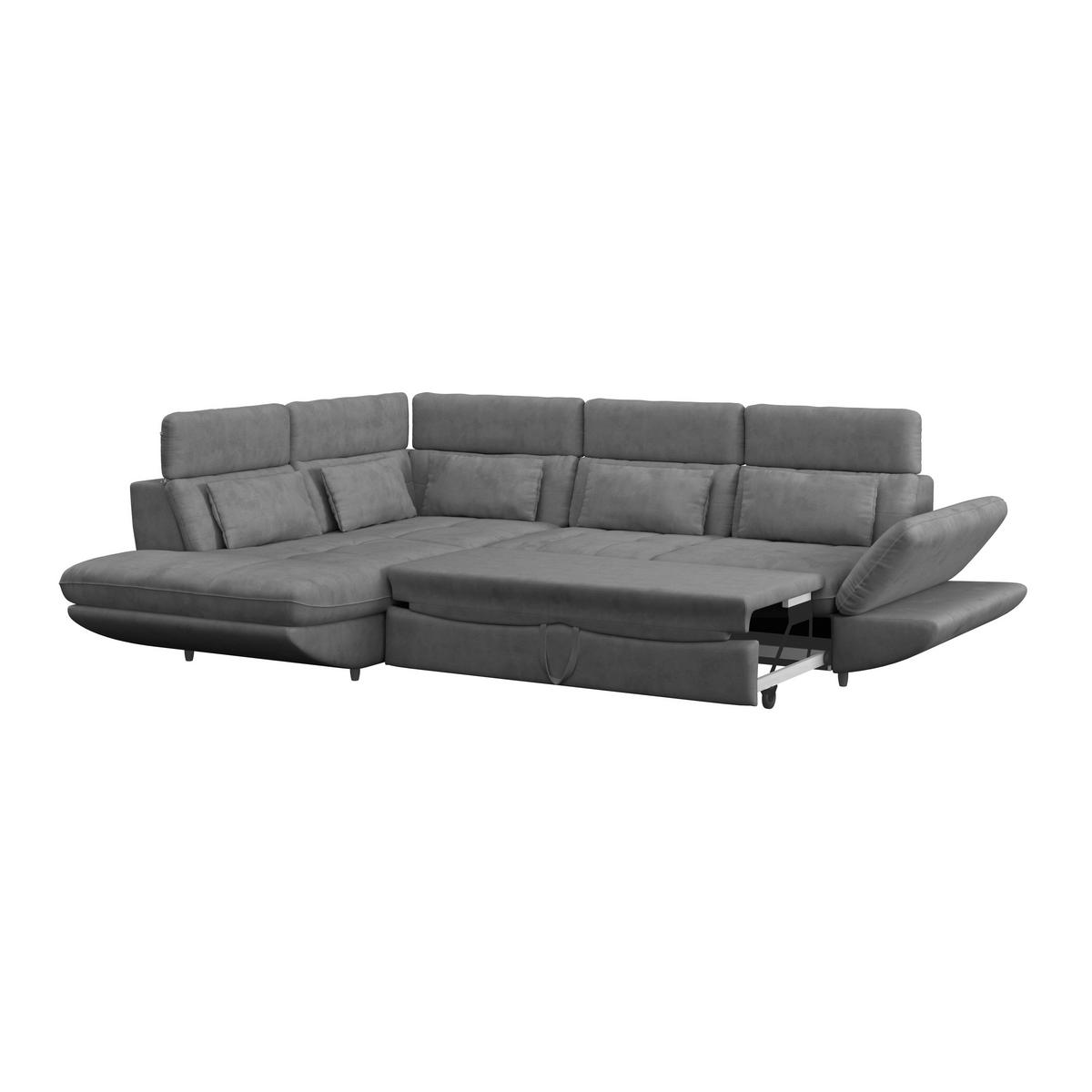 WOHNLANDSCHAFT in Mikrofaser Dunkelgrau  - Dunkelgrau/Schwarz, Modern, Kunststoff/Textil (311/233cm) - MID.YOU